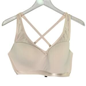 Victorias Secret Incredible Lightweight Plunge Sports Bra 34DDD Beige Pink
